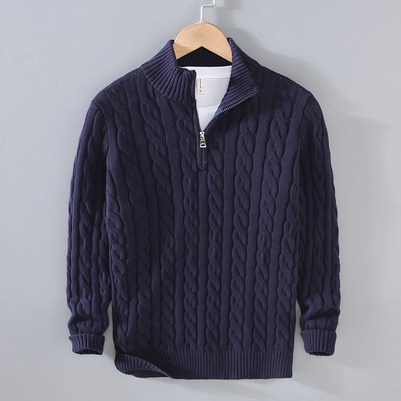 Klassischer Baumwoll-Pullover für Herren mit modernem Halbreißverschluss