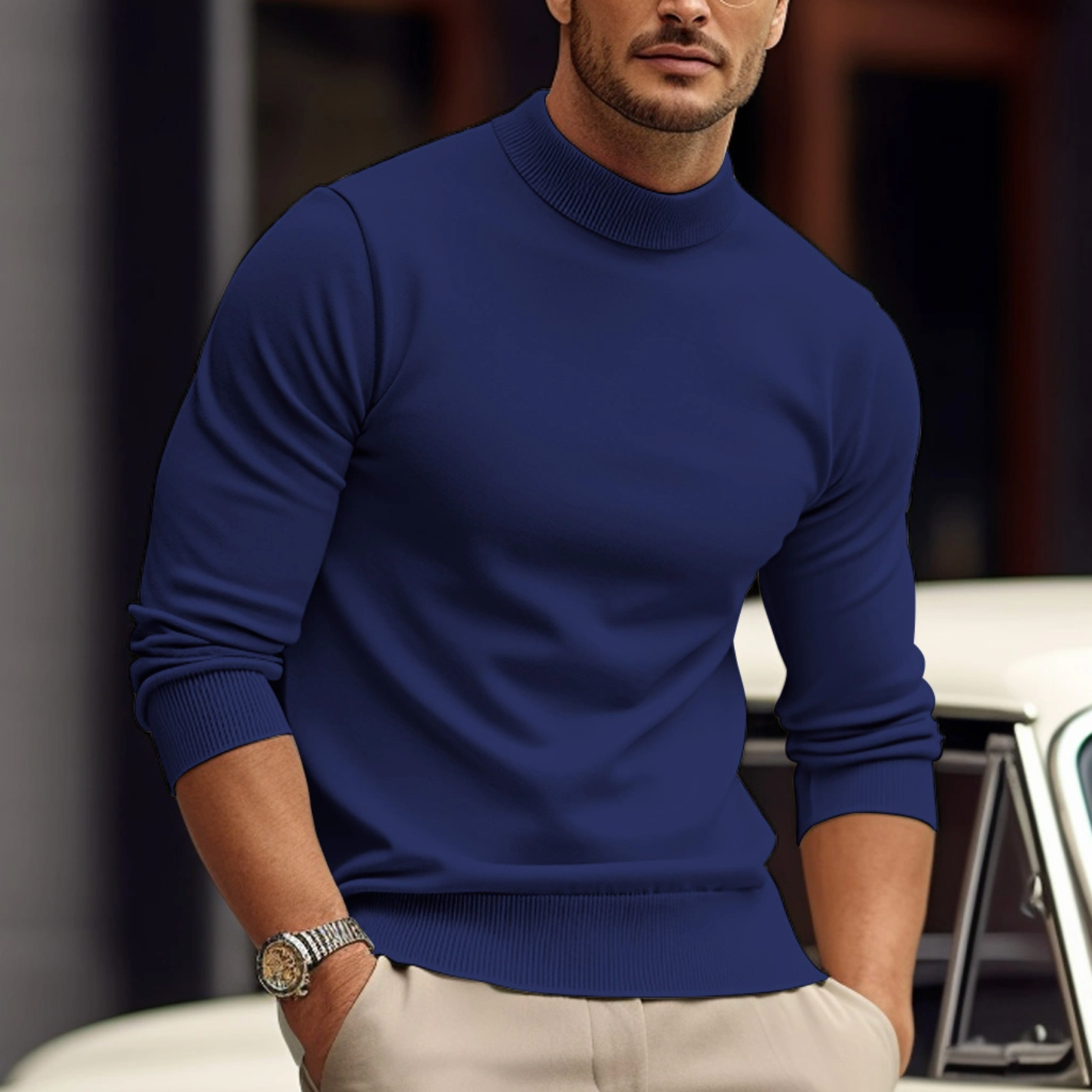 Klassischer Herrenpullover aus hochwertiger, atmungsaktiver Baumwolle