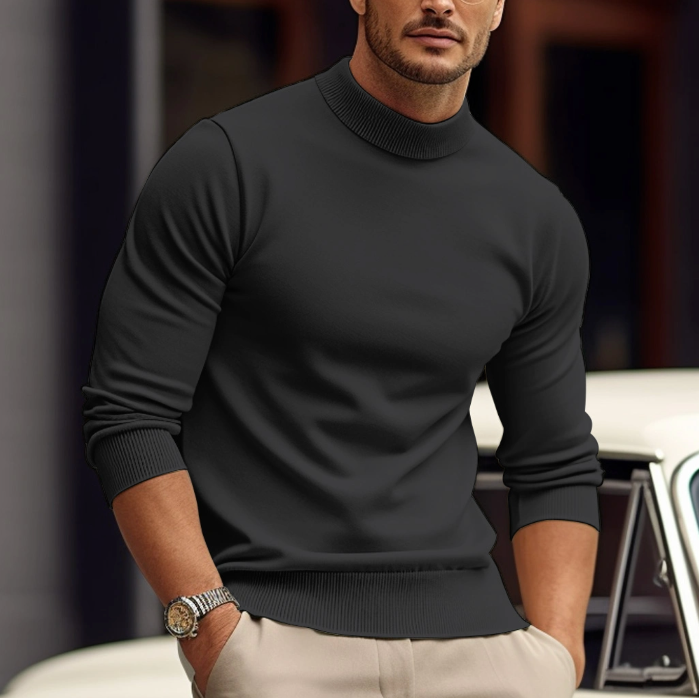 Klassischer Herrenpullover aus hochwertiger, atmungsaktiver Baumwolle