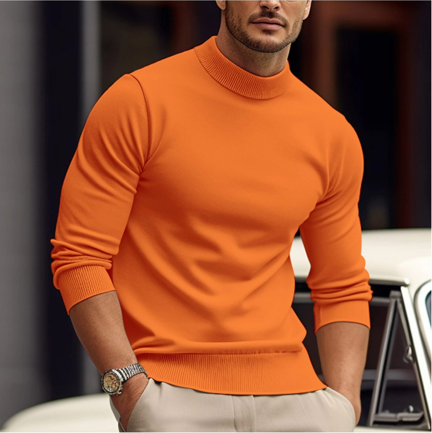 Klassischer Herrenpullover aus hochwertiger, atmungsaktiver Baumwolle