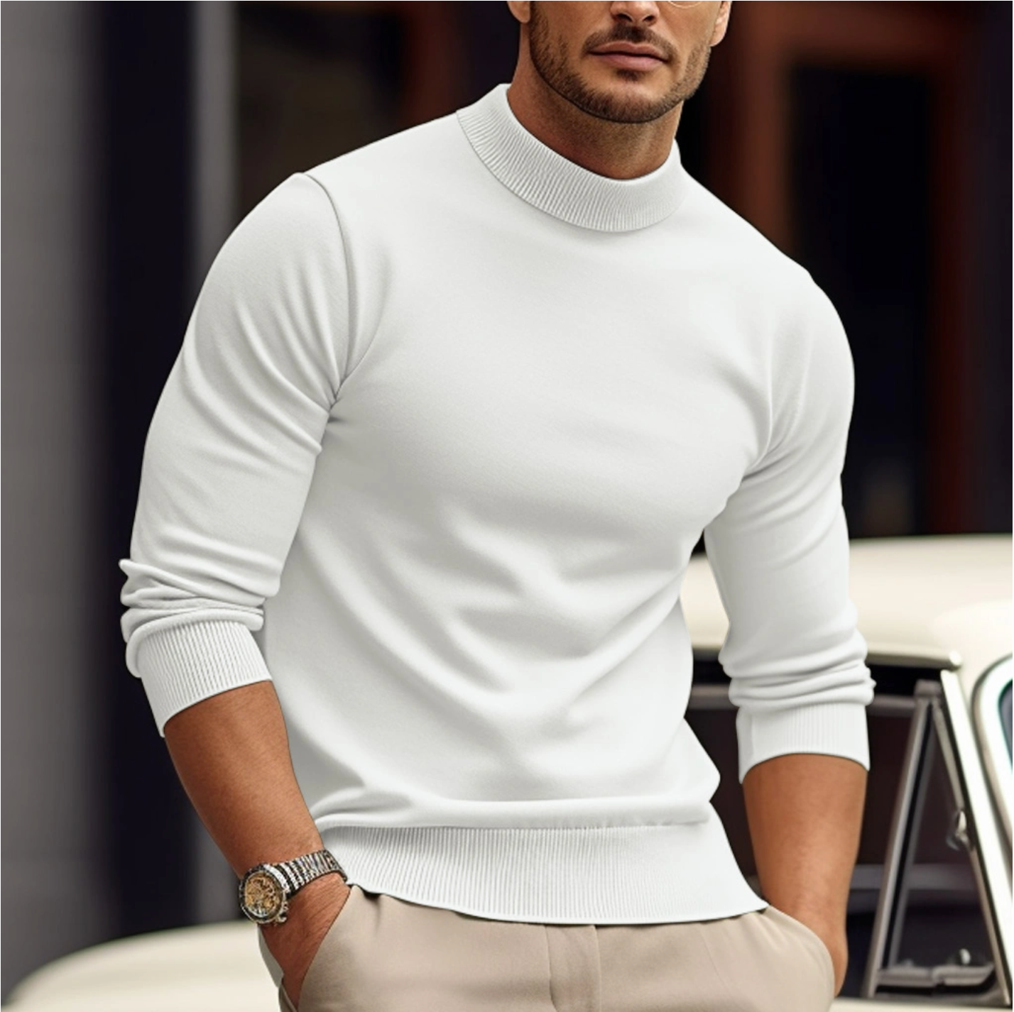 Klassischer Herrenpullover aus hochwertiger, atmungsaktiver Baumwolle