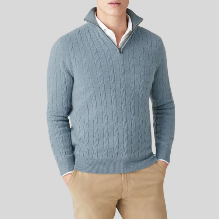 Luxuriöser Kaschmir-Reißverschluss-Pullover für Herren