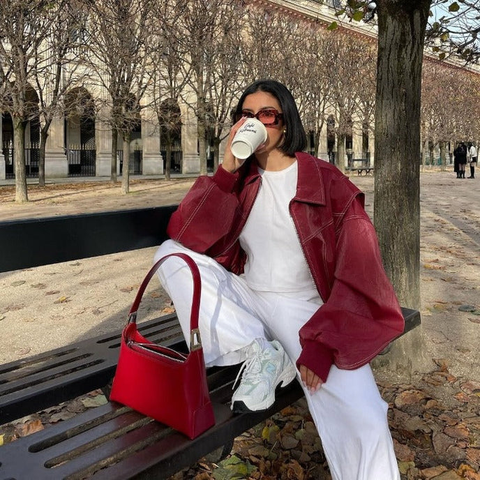 Oversize Rote Damenjacke - Trendy und Bequem für Jeden Anlass