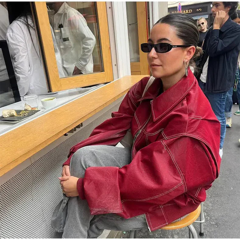 Oversize Rote Damenjacke - Trendy und Bequem für Jeden Anlass