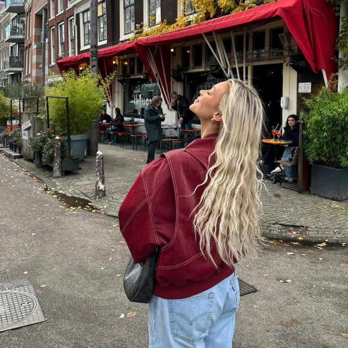 Oversize Rote Damenjacke - Trendy und Bequem für Jeden Anlass