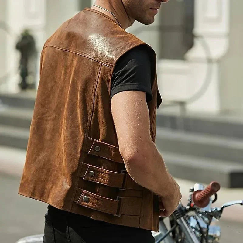 Stylishe Herren-Lederweste ohne Ärmel – Perfekt für jeden Anlass!