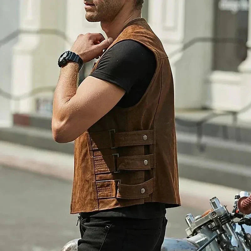 Stylishe Herren-Lederweste ohne Ärmel – Perfekt für jeden Anlass!