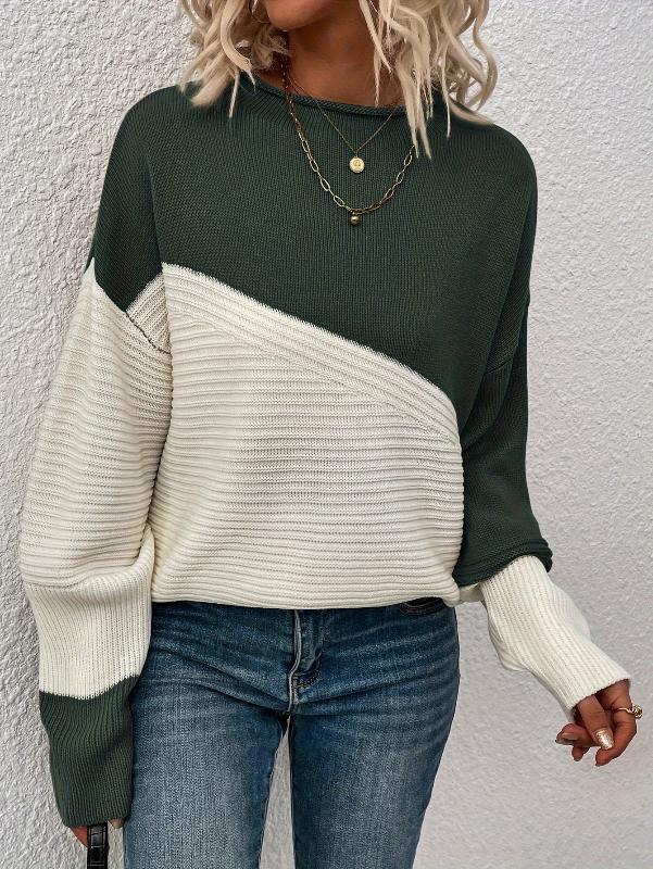 Trendiger Farbblock-Pullover mit Trichterkragen