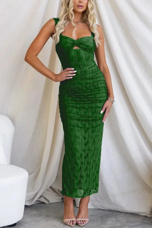 Veronica | Maxi-Kleid aus gerafftem Mesh | Elegant, figurbetont & stilvoll