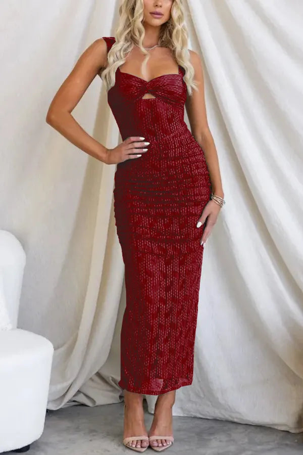 Veronica | Maxi-Kleid aus gerafftem Mesh | Elegant, figurbetont & stilvoll