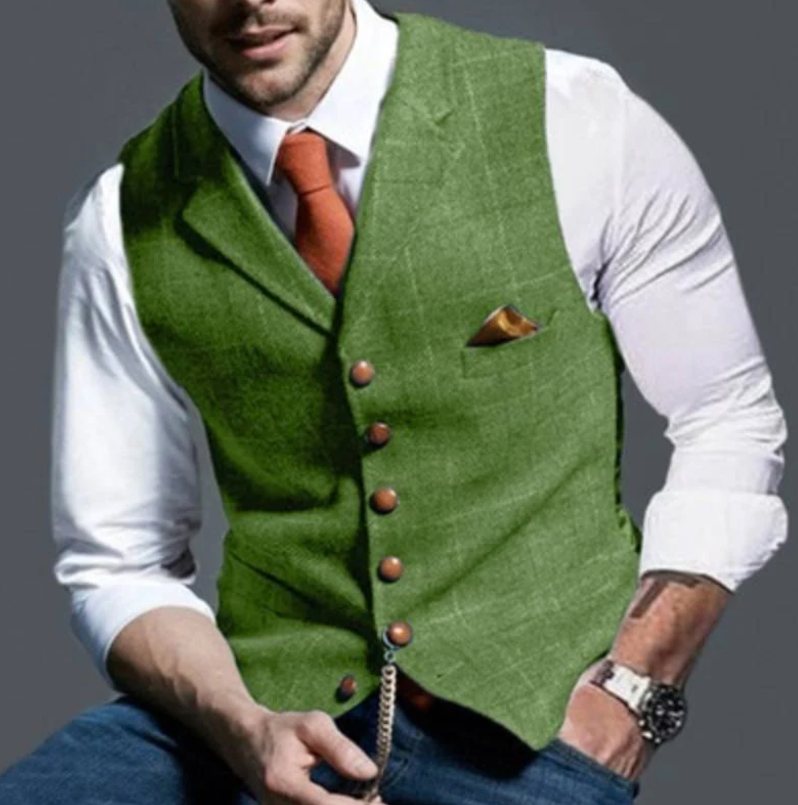 Victor | Herren-Weste im Vintage-Stil mit Reverskragen und Knopfleiste