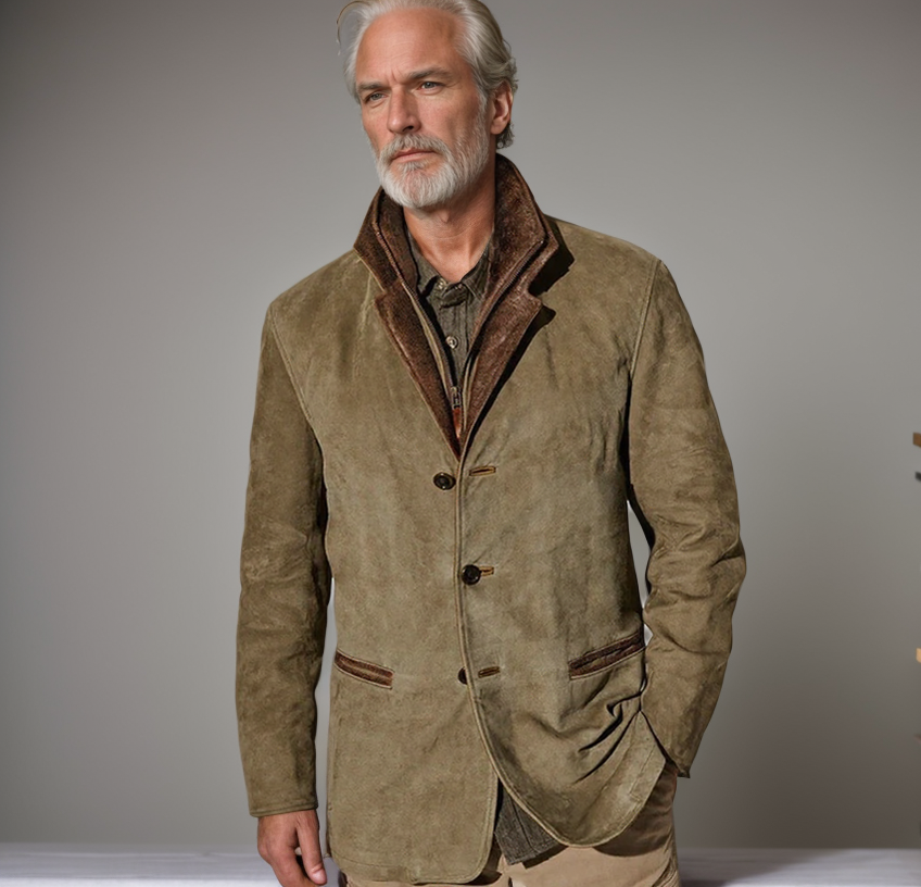Wildlederjacke Herren – Strukturierter Schnitt mit Reverskragen