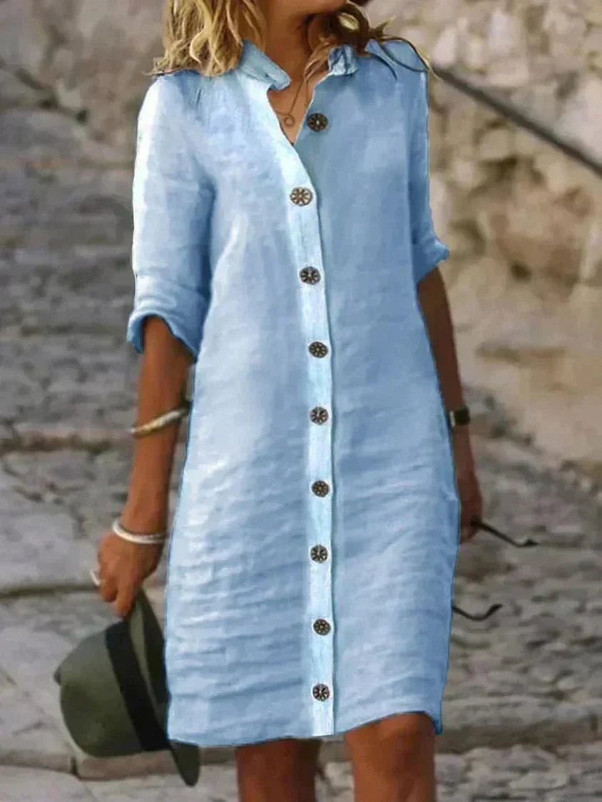 Yrsa | Damen-Sommerkleid mit Knopfleiste – luftig, bequem und vielseitig