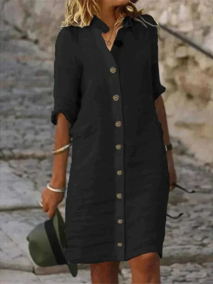 Yrsa | Damen-Sommerkleid mit Knopfleiste – luftig, bequem und vielseitig