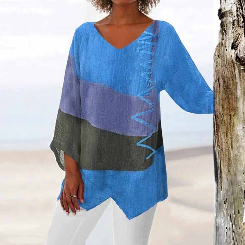Zorya | Damenbluse mit raffiniertem dreifarbigem Design und fließender Passform