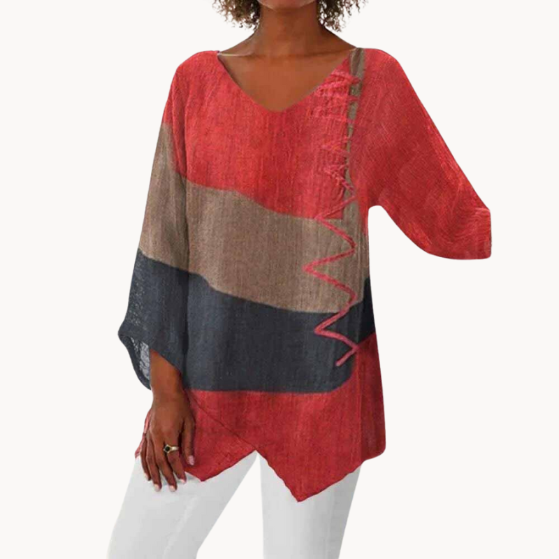 Zorya | Damenbluse mit raffiniertem dreifarbigem Design und fließender Passform