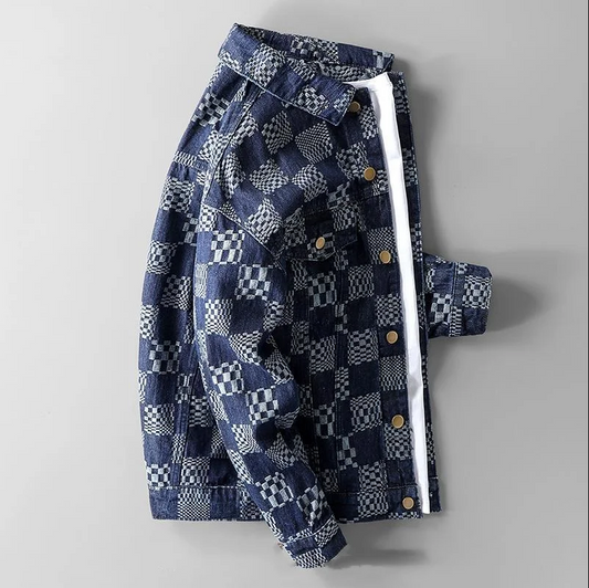 Trendige Karo-Jeansjacke für Herren - Stilvoll und Bequem