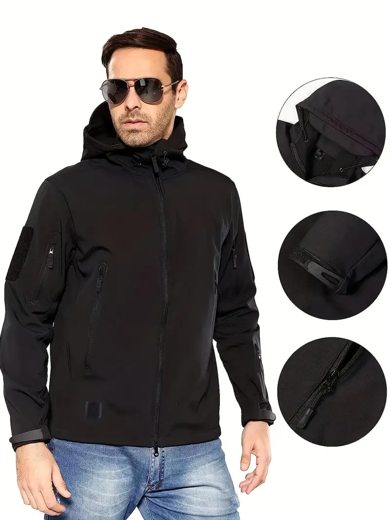 Allwetter Outdoor-Herrenjacke mit praktischen Taschen und Kapuze - Ideal für Abenteuer