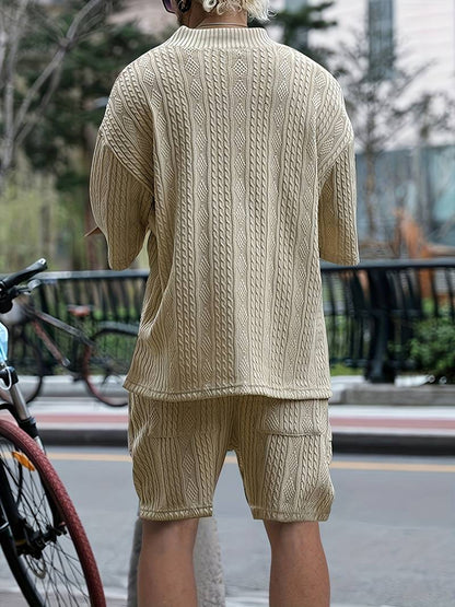 Andrew | Bequemes Strickset mit V-Ausschnitt und passenden Shorts für Herren | Stilvoll, komfortabel & vielseitig