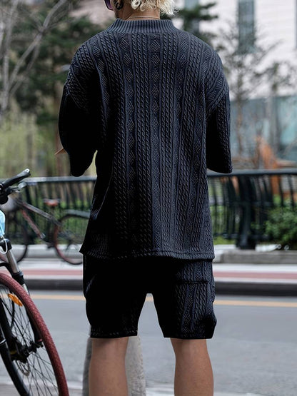 Andrew | Bequemes Strickset mit V-Ausschnitt und passenden Shorts für Herren | Stilvoll, komfortabel & vielseitig