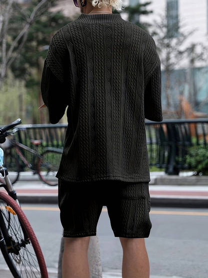Andrew | Bequemes Strickset mit V-Ausschnitt und passenden Shorts für Herren | Stilvoll, komfortabel & vielseitig