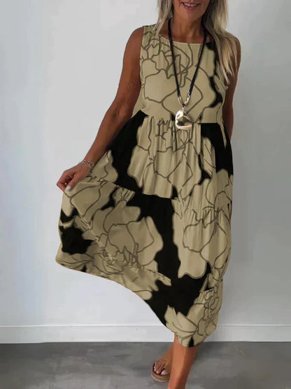 Ärmelloses Kleid mit Druck