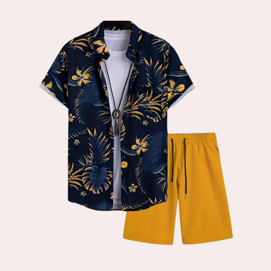 Ben | Zweiteiliges Herren-Set mit Kurzarmhemd und Shorts aus atmungsaktiver Baumwolle