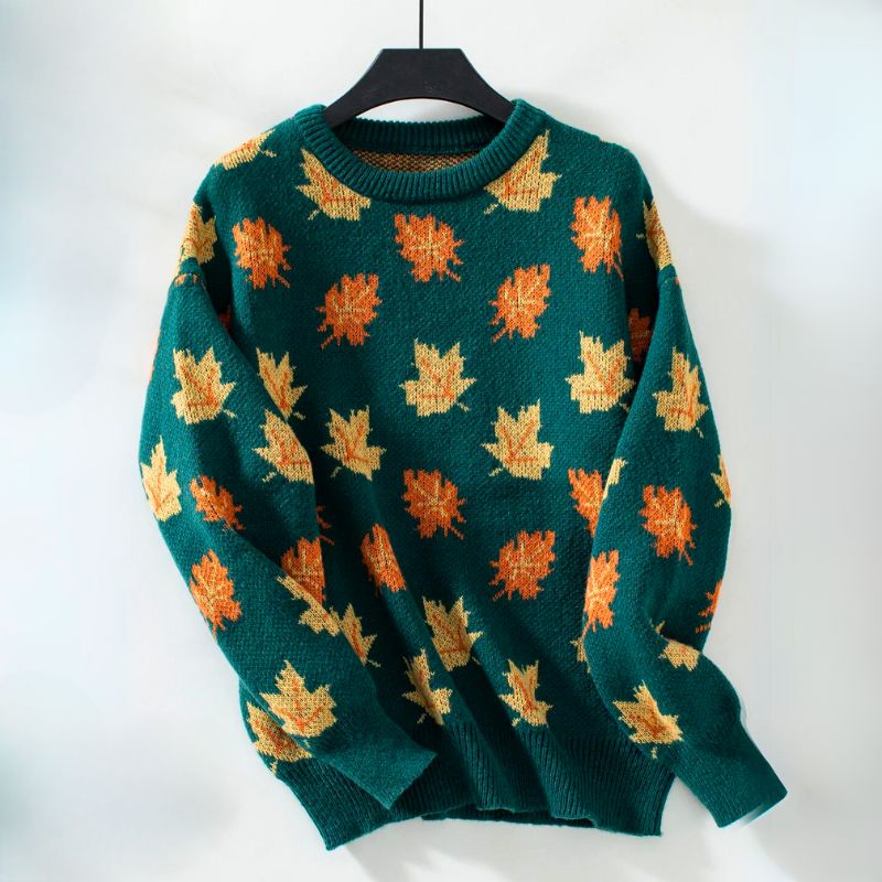 Bequemer Pullover mit Ahornblatt-Details für Einen Stilvollen Herbst