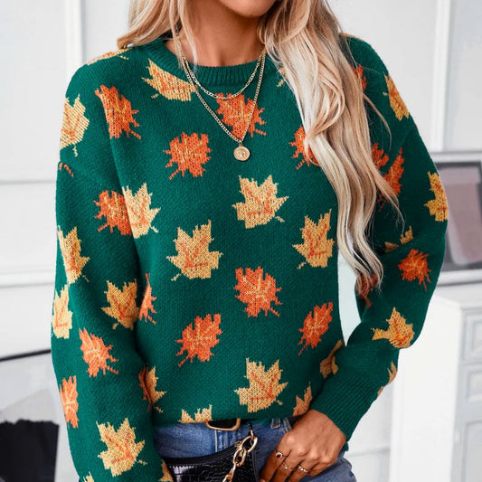 Bequemer Pullover mit Ahornblatt-Details für Einen Stilvollen Herbst
