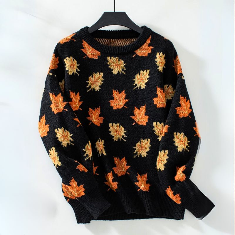 Bequemer Pullover mit Ahornblatt-Details für Einen Stilvollen Herbst