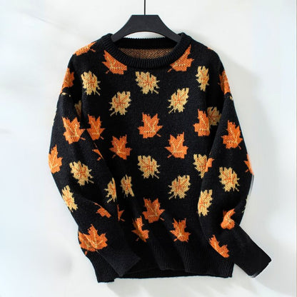 Bequemer Pullover mit Ahornblatt-Details für Einen Stilvollen Herbst