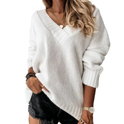 Bequemer V-Ausschnitt Strickpullover für Stil und Komfort