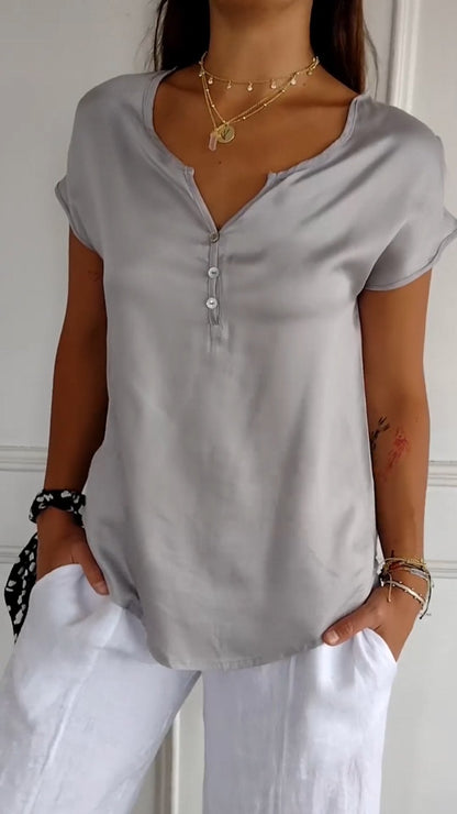 Bequemes T-Shirt mit V-Ausschnitt für Damen