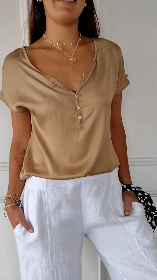 Bequemes T-Shirt mit V-Ausschnitt für Damen