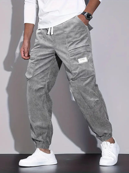Brody Herren Cargohose aus Kord | Bequeme Jogginghose mit Taschen im Streetwear-Stil
