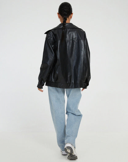 Damen Lederjacke Oversized – Modische Übergangsjacke im lockeren Schnitt