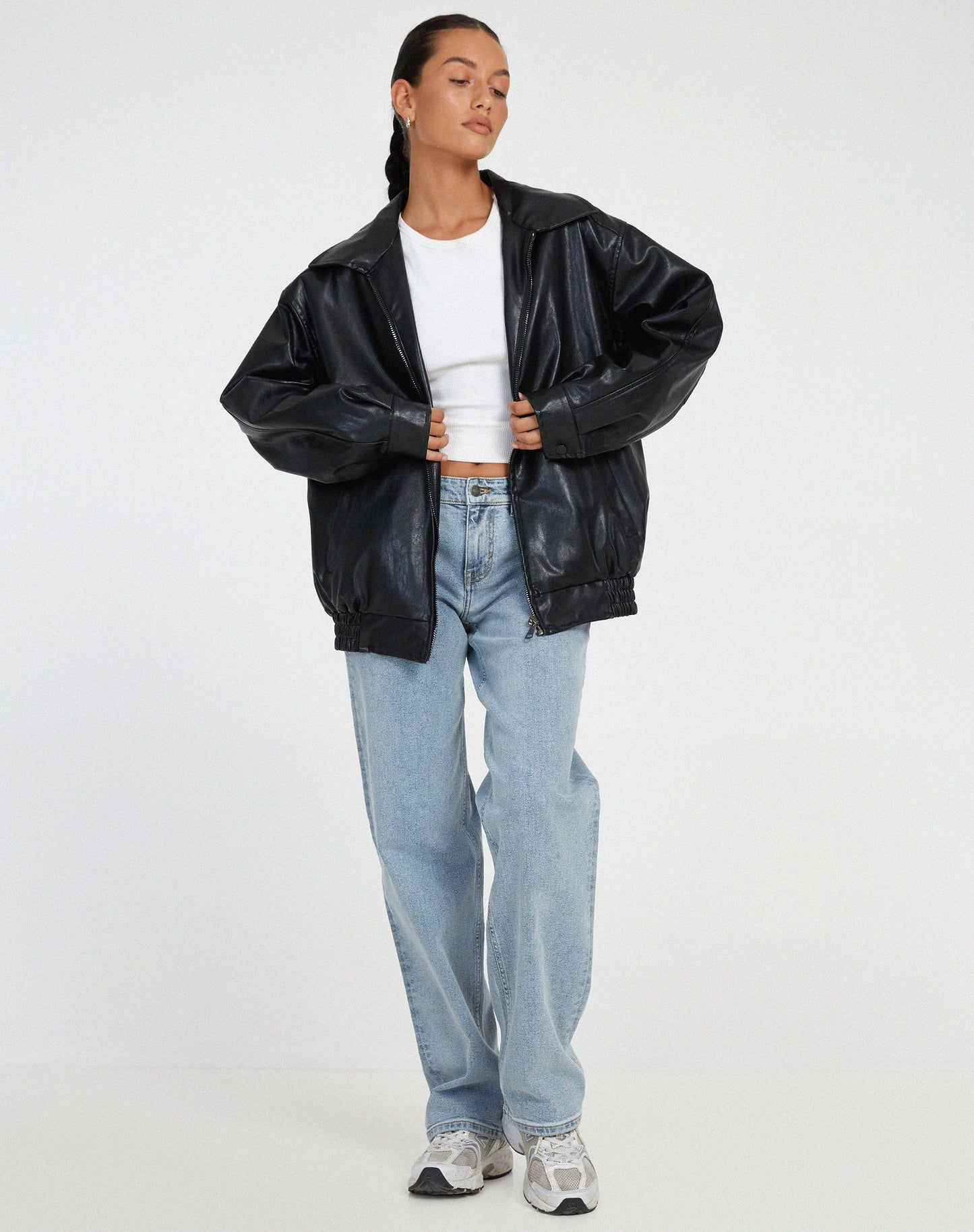 Damen Lederjacke Oversized – Modische Übergangsjacke im lockeren Schnitt