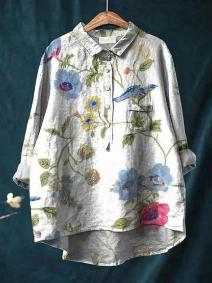 Damen Lila Bluse | Blumenmuster Chemisier für Einen Frischen, Lässigen Look