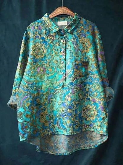 Damen Lila Bluse | Blumenmuster Chemisier für Einen Frischen, Lässigen Look