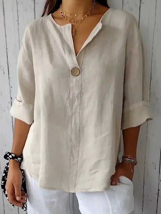 Damen Lindala Top | Lässiges V-Ausschnitt Shirt für Jeden Anlass