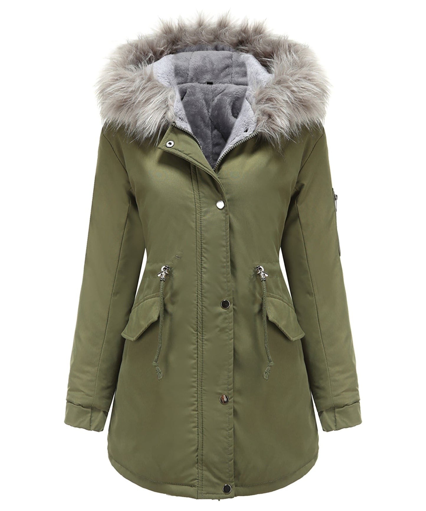 Damen Parka mit Kapuze – Warm Gefüttert mit Sherpa-Innenfutter
