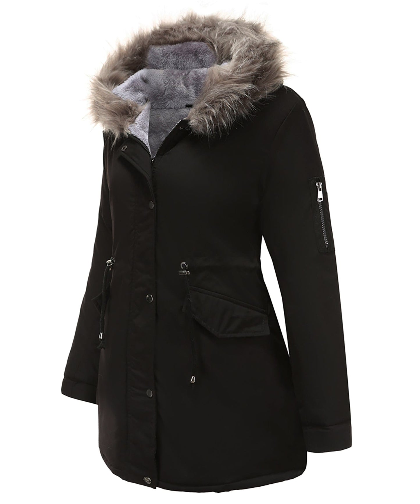 Damen Parka mit Kapuze – Warm Gefüttert mit Sherpa-Innenfutter