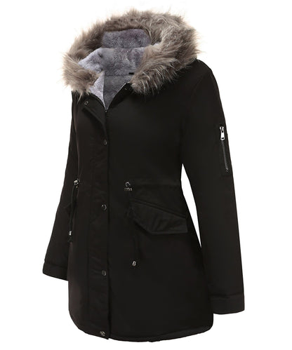 Damen Parka mit Kapuze – Warm Gefüttert mit Sherpa-Innenfutter