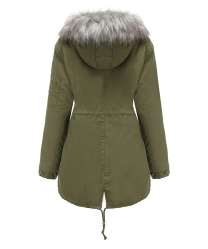 Damen Parka mit Kapuze – Warm Gefüttert mit Sherpa-Innenfutter