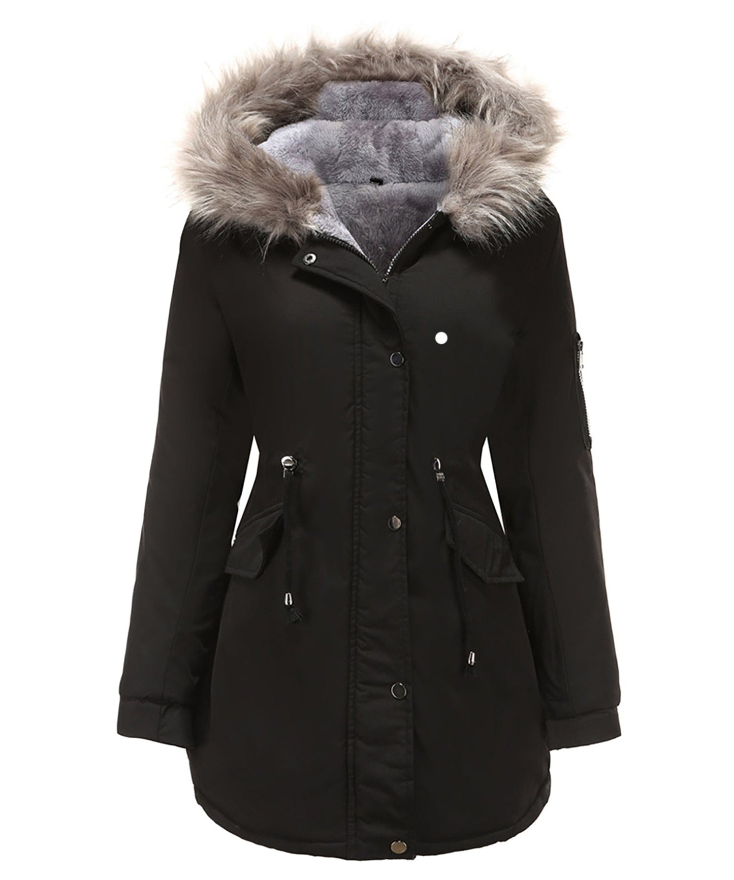 Damen Parka mit Kapuze – Warm Gefüttert mit Sherpa-Innenfutter