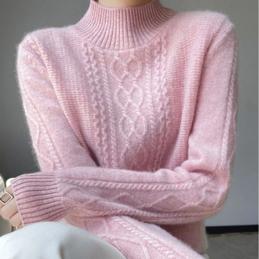 Damen Rollkragenpullover aus Premium Wolle – Warmer Strickpullover