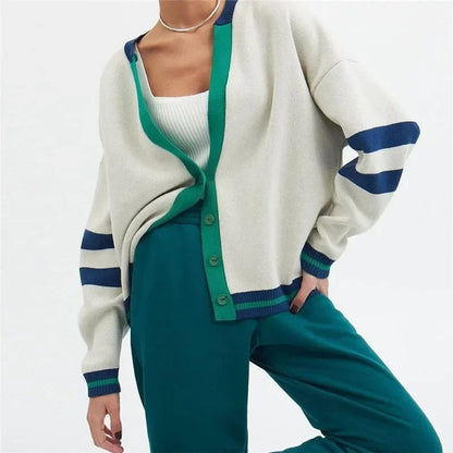 Damen Strickjacke V-Ausschnitt – Lockerer Cardigan im modernen Design