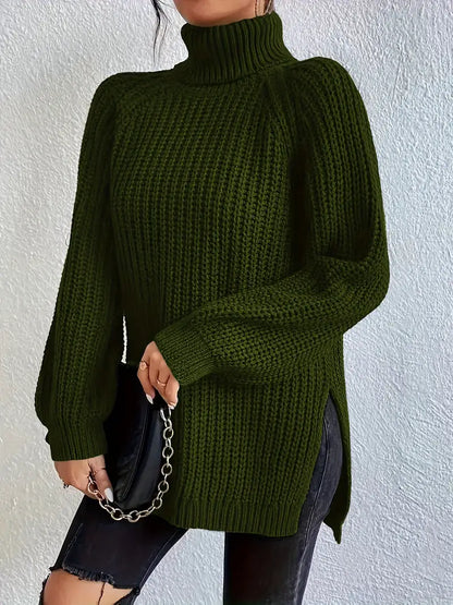 Damen Strickpullover Baumwolle Premium – Rollkragen, Weich & Elegant