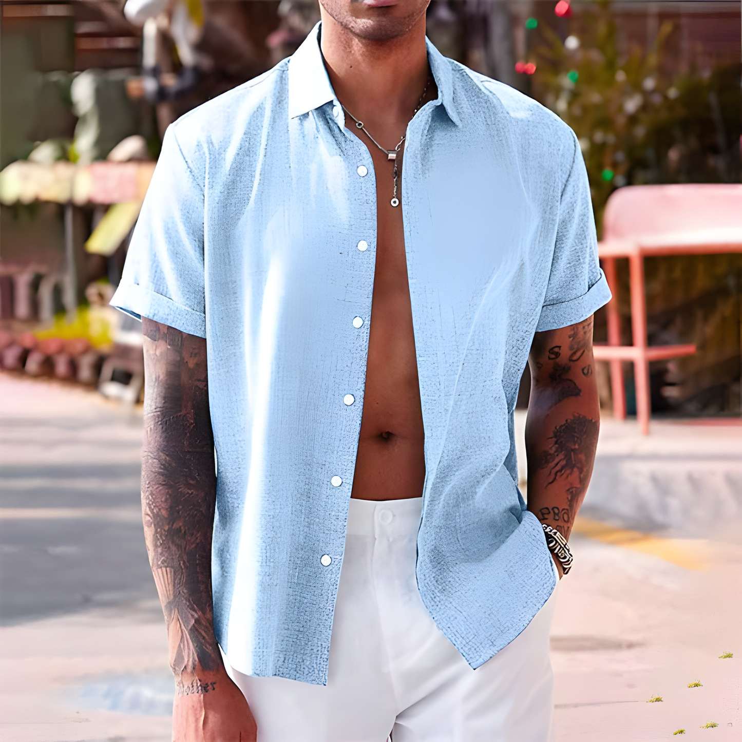 Dominik | Stilvolles Herren-Kurzarmhemd mit bequemem Schnitt und sommerlichem Design