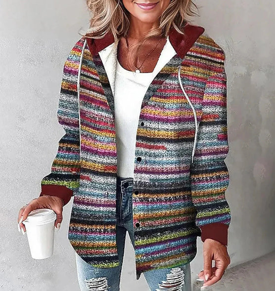 Elegante Damen-Hoodiejacke mit Karomuster in verschiedenen Farben